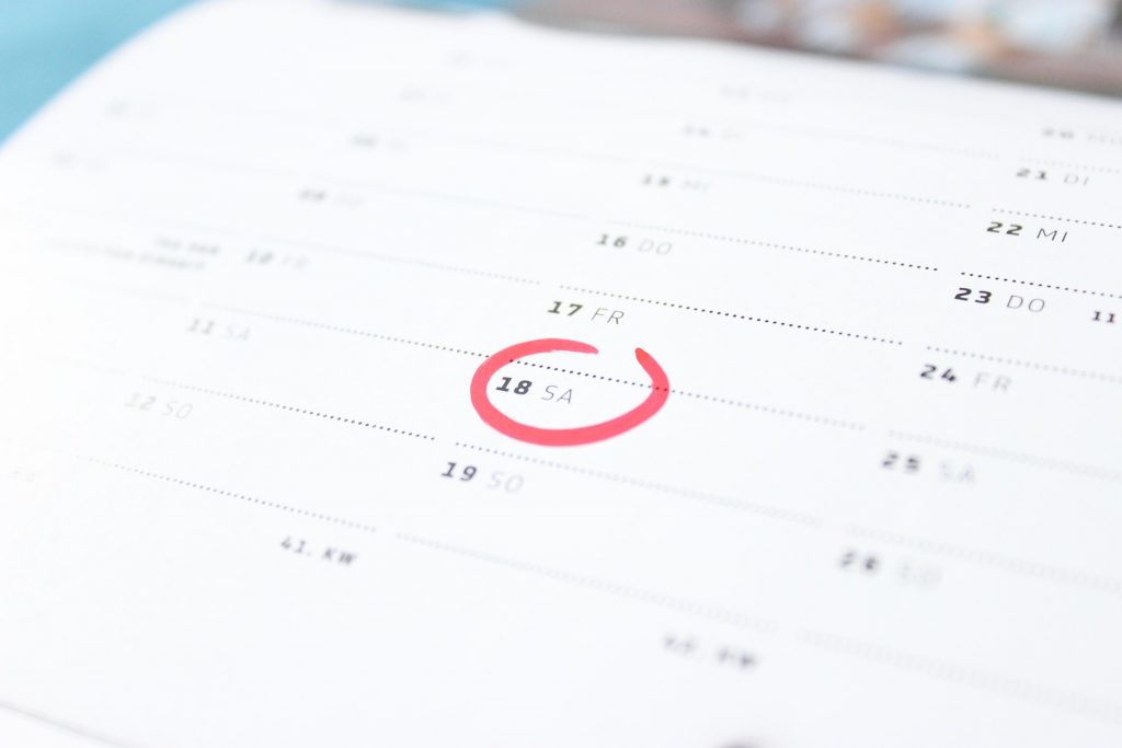 Kalender mit eingetragenem Termin