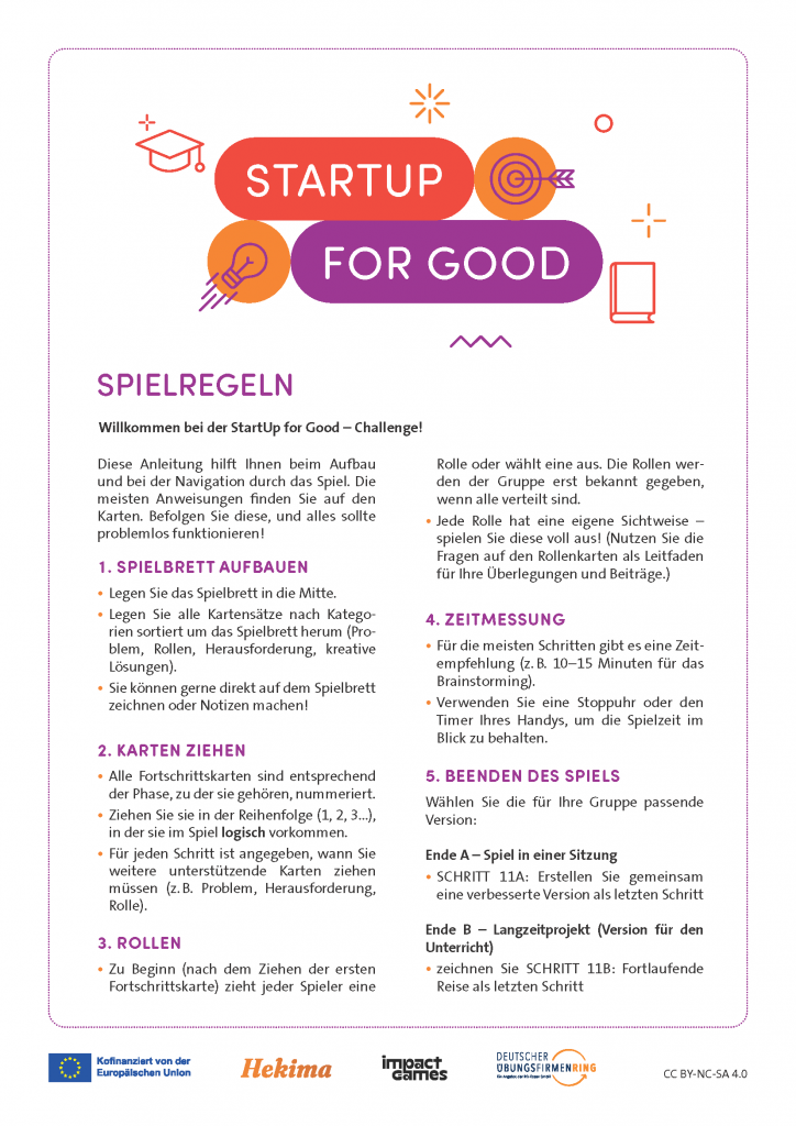 Startup-for-Good Spielregeln